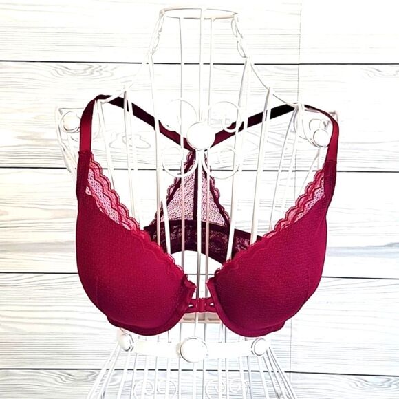 Auden racerback underwire bra with front closure - burgundy red Size 36D - Picture 1 of 9